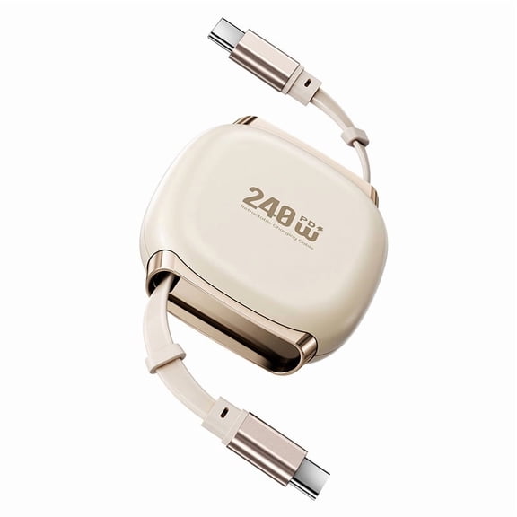 CY Retractable Stretch Coiled USB-C Cable 480Mbps 140W for Laptop Phone Tablet Type-C Male to Male Cable Power & Data (Yellow Color)