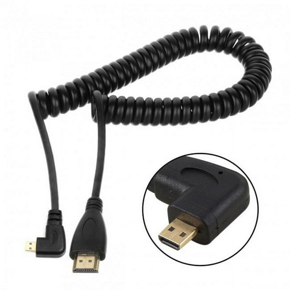 CY Stretch Right Angled 90 Degree Micro HDMI to HDMI Male HDTV Cable for Cell Phone Tablet Camera
