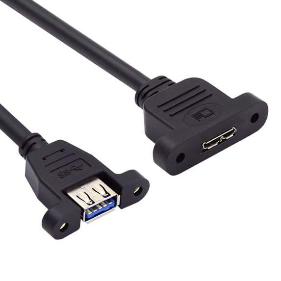 CY Type-A USB 3.0 Female to Micro 3.0 Type-B Female Screw Mount Type Extension Cable 5Gbps