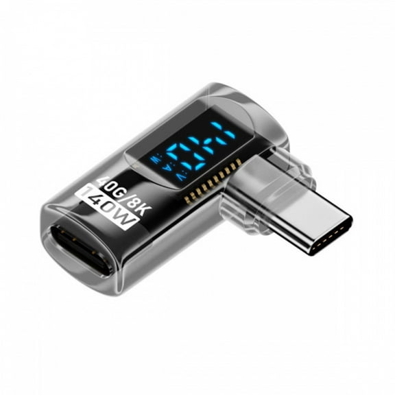 CY Type-C Smart LED Display USB-C Male to Female Extension Adapter USB4.0 40Gbps 140W Left Right Angled 90 Degree Current Voltage Monitoring