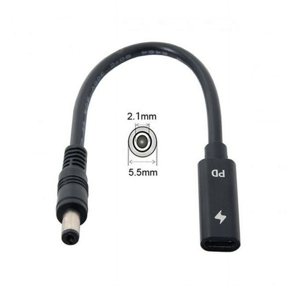 CY Type C USB-C Female Input to DC 5.5*2.1mm Power PD Charge Cable fit for Laptop 18-20V