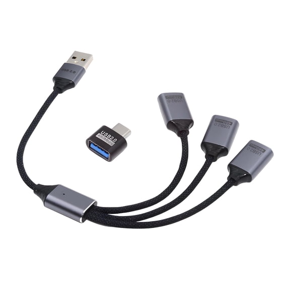 CY USB 2.0 Type-A to 3 Ports Hub Cable Bus Power 1 to 3 Data for Laptop Desktop Phone Mouse Keyboard Printer Disk