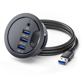 CY USB 3.0 Hub Sound Card 3 Port USB 60mm Desk Grommet Splitter Dock Station Headphone Mic Audio Interface for Desktop PC