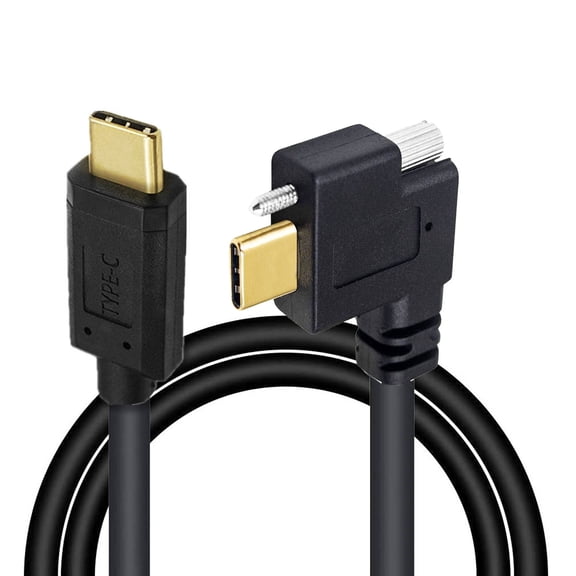 CY USB 3.1 Type-C Male to Single Thumbscrew Locking USB-C Horizontal 90 Degree Left Right Angled 10Gbps Data Cable Panel Mount Type