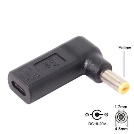 CY USB 3.1 Type C USB-C to DC 19V 4.8*1.7mm Adapter PD Emulator Trigger 90 Degree Angled Yellow