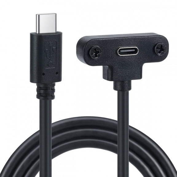 CY USB-C 480Mbps Type-C Male to Up Angled Female Extension Data Screw Locking Cable for Camera VR