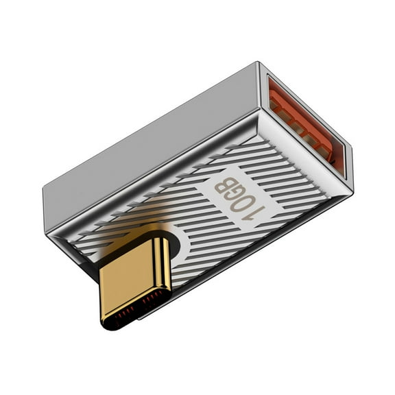 CY USB-C USB 3.1 Type C Male to USB 3.0 A Female 10Gbps OTG Data 120W Power Low Profile Angled Adapter Alloy Shell Mecha Cyberpunk Style
