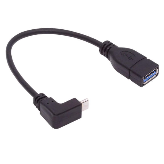 CY USB-C USB 3.1 Type-C Male to USB 3.0-A Female 10Gbps OTG Data Power Cable Up Down Angled