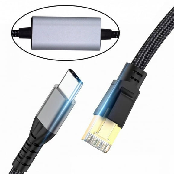 CY USB-C to Ethernet Cable USB Type-C to RJ45 Male Cord Directly Connected 1000Mbps Gigabit LAN Network Compatible with Thunderbolt3