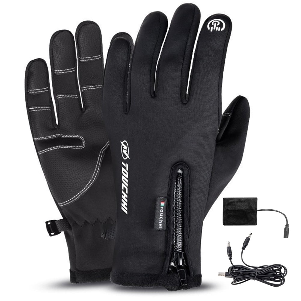 Heated Gloves USB for Men & Women, Electric Touchscreen Thermal Gloves with Windproof Design, Rechargeable Winter Warm Gloves for Motorcycle Riding, Skiing, Outdoor Activities​