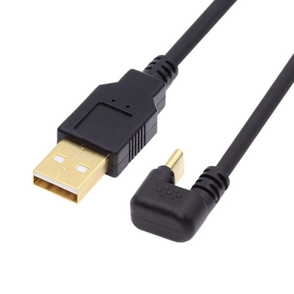 CY USB2.0 Type-A to Type C USB-C Male to Male Power Data Cable 480Mbps USB-C Opposite U Shape Back Angled
