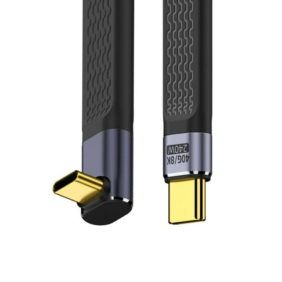 CY Up Angled 240W Type-C USB-C Male to Male USB4 40Gbps 100W 8K Flat Slim FPC Data Cable for Laptop Phone 13cm