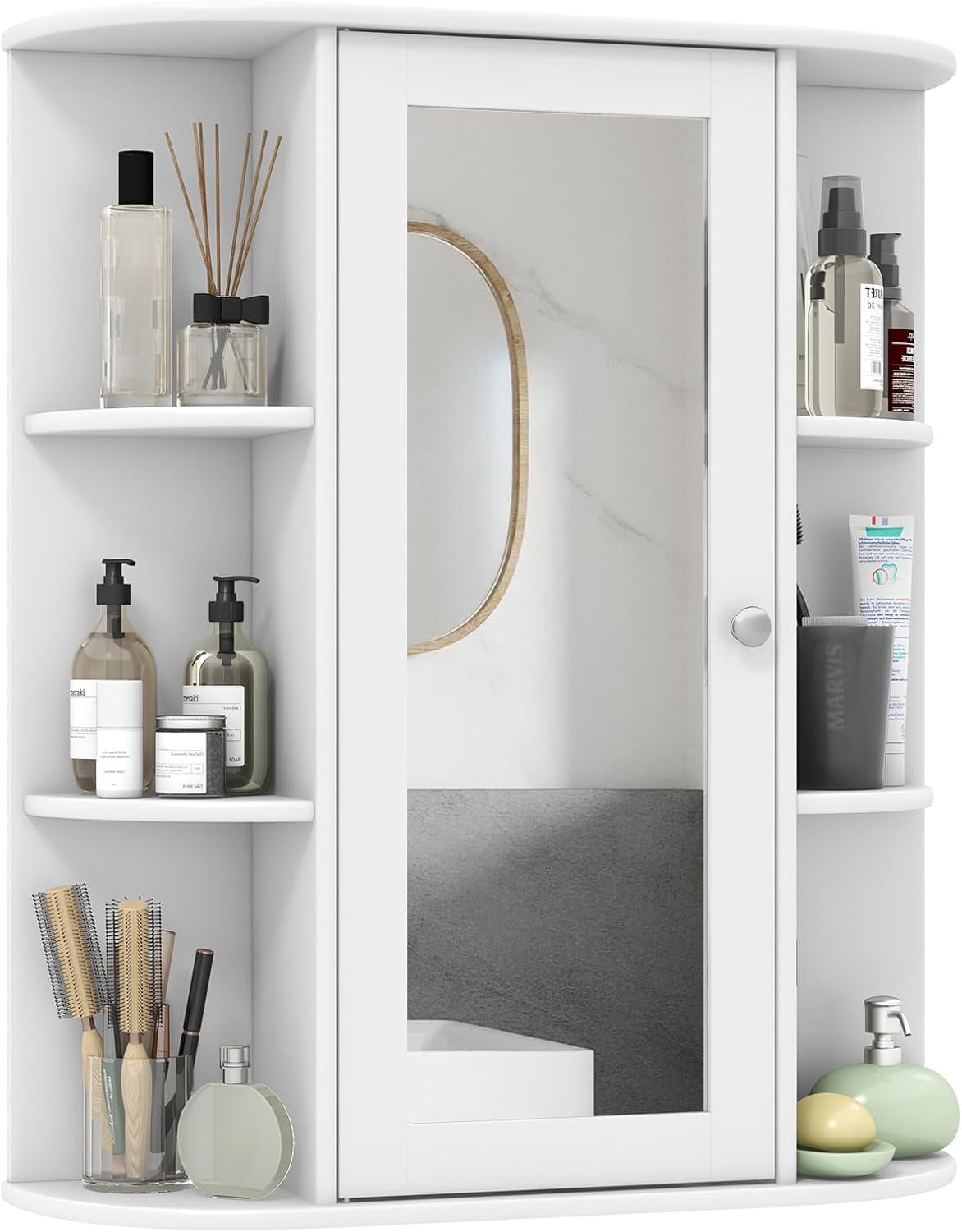 CY Wall Mounted Storage Cabinet with Mirror Door, Removable & 3 ...