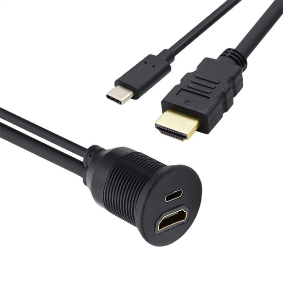 CY Waterproof Dustproof USB-C Type-C USB 3.1 &HDMI 4K Extension Flush Car Latch Mount Extension Cable for Dashboard Panel