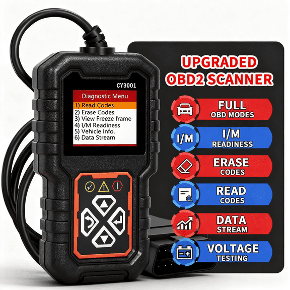 CY3001 OBD2 Diagnostic Diagnostic Tool Tool, Code Reader, Engine Light Diagnostic Tool, Battery Voltage Tester, for OBD2 Cars & Trucks Since 1996+