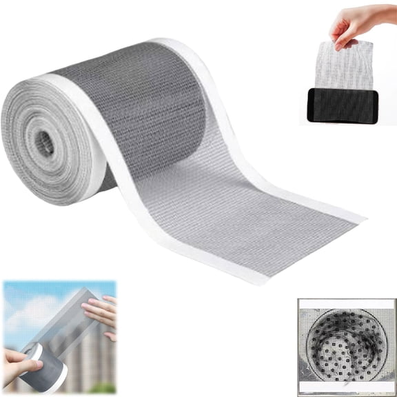 CY5O5ee 1 Roll SelfAdhesive Screen Repairing Tape, 16.4FT Window Screen Repairing Kit, 2.76 Inch Width, Mesh Stickers for Tent, Pool, Patio, Porch Netting, Window and Door