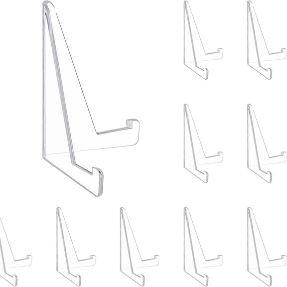 CY5O5ee 10 Pack Mini Clear Acrylic Easel Stands, Display Easel Card Stands, Picture Holder Stands, Mini Clear Holder for Displaying Small Cards, 3.4 Inch Tall