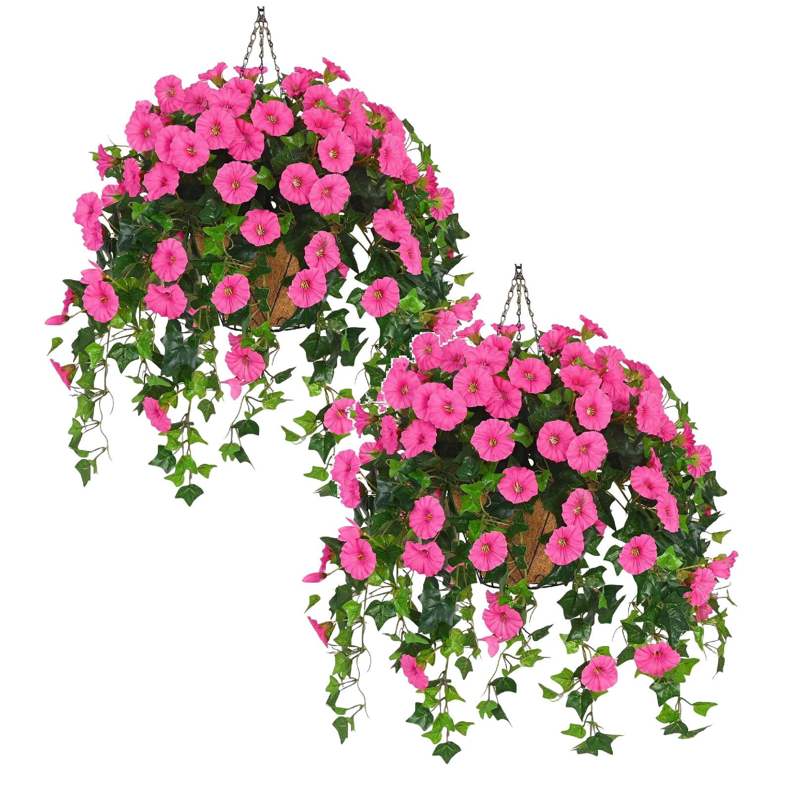 CY5O5ee 2PCS Artificial Flowers with Hanging Basket for Outdoors Silk ...