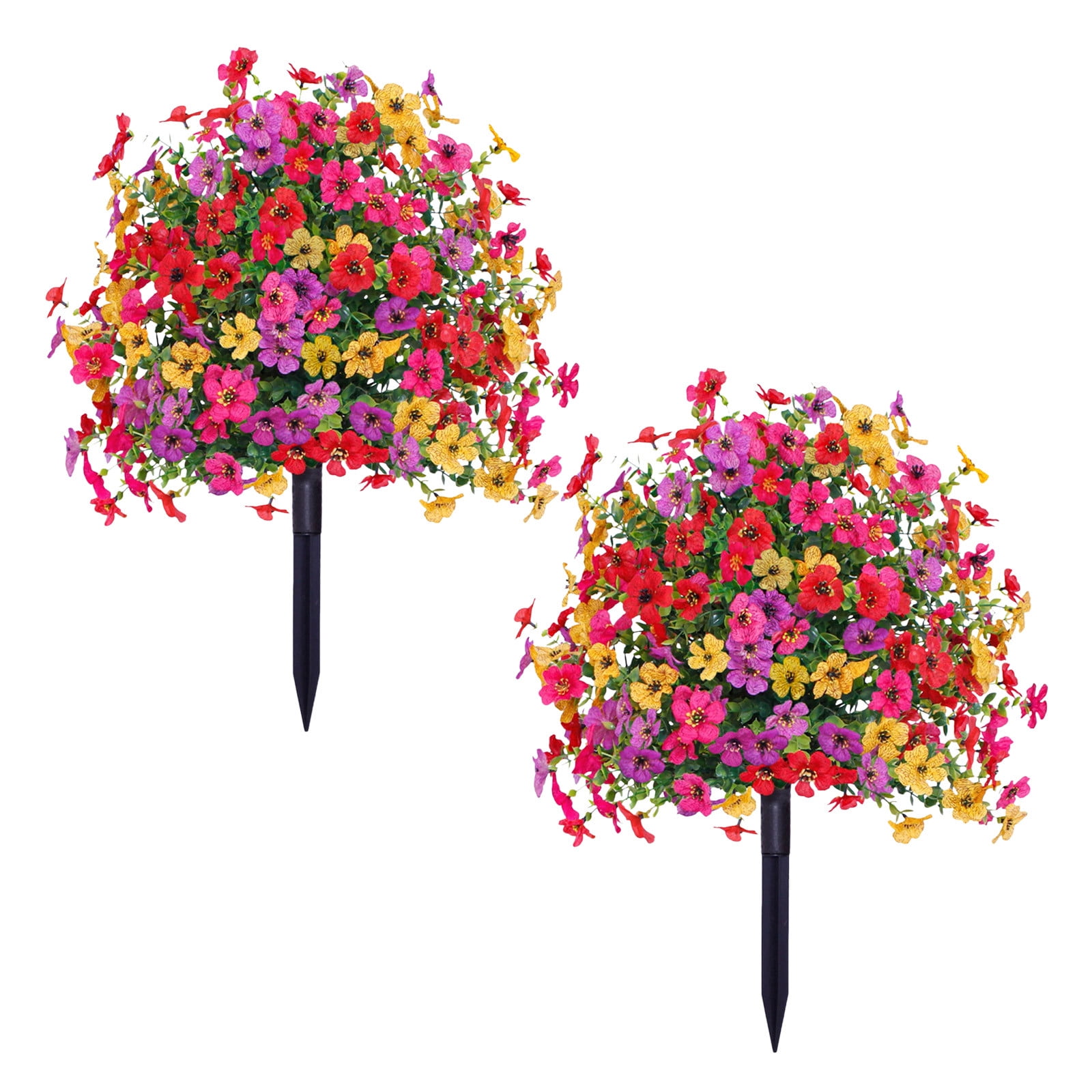 CY5O5ee 2PCS Artificial Flowers for Outdoors 23.62in Artificial SpikePlants Flowers Colorful Flowers Spring Decor for Porch Patio Home Yard Garden Window Box Pot Planters