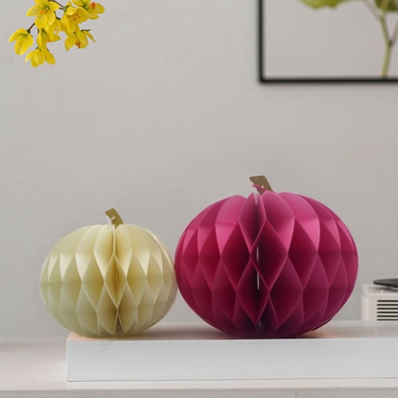 CY5O5ee 2PCS Paper Pumpkin Table Centerpieces, Fall Honeycomb Centerpiece Table Decorations, Table Ornaments for Halloween Thanksgiving Party Supplies