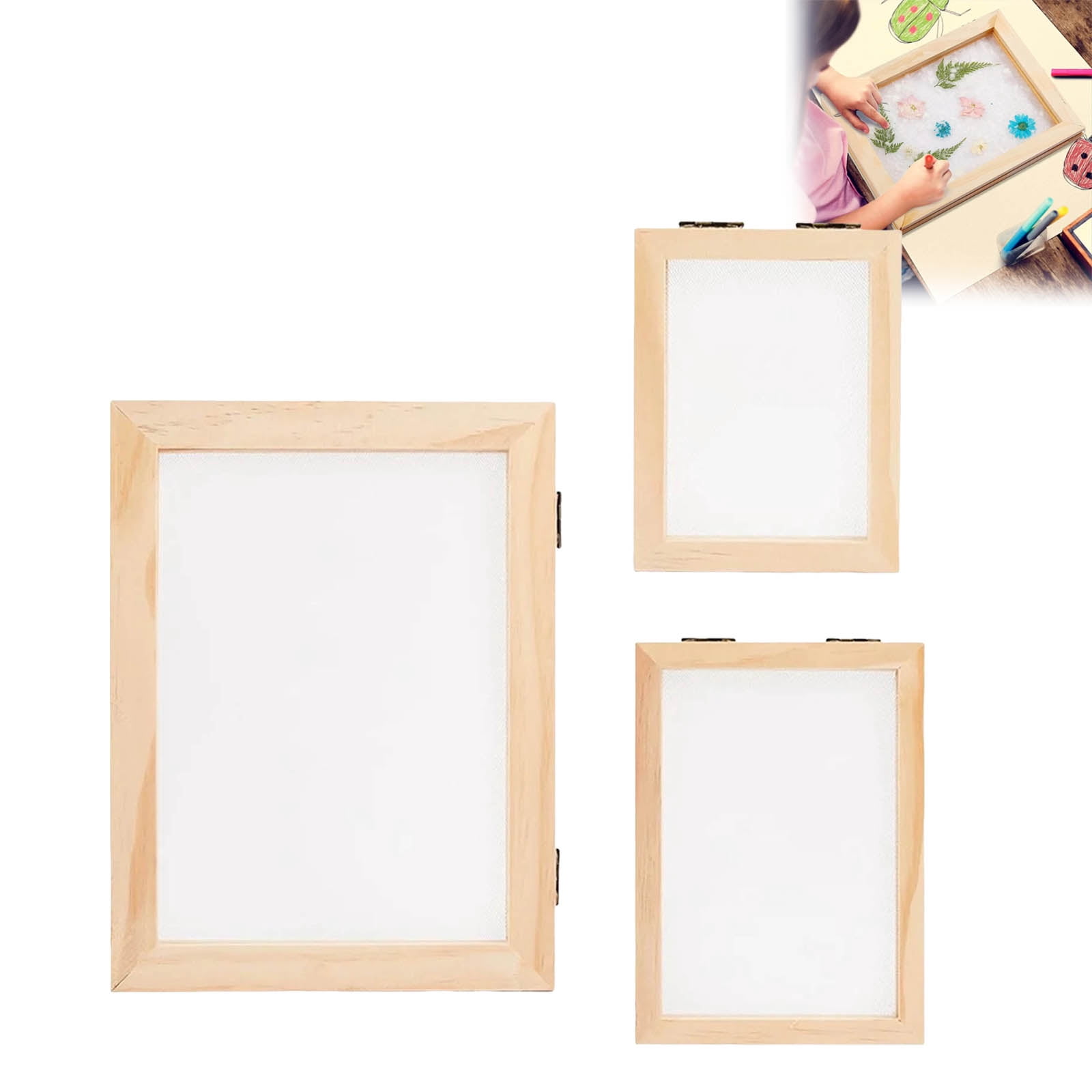 Paper Framemaker CY5O5ee 3 Pieces Diy Paper Making Frame Kit Wood Craft Frame with ...