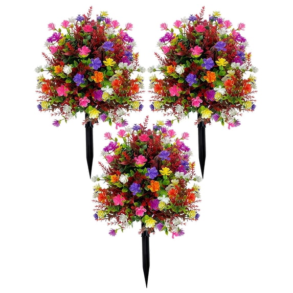 CY5O5ee 3PCS Artificial Flowers for Outdoors 17.7in Artificial SpikePlants Flowers Colorful Flowers Spring Decor for Porch Patio Home Yard Garden Window Box Pot Planters