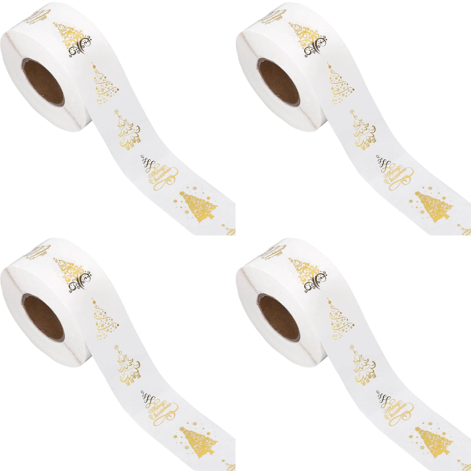 CY5O5ee 4 Roll Clear Christmas Stickers Roll Pack Of 500 Gold Foil Xmas Tree Stickers Winter Holiday Decorative Stickers Party supplies Card Envelope Craft Gift Decor