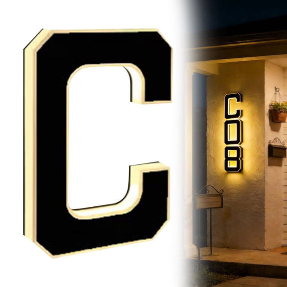 CY5O5ee 6.7 Inch Solar Lighted Home Numbers for Outside Large Water Proof LED Address Sign Outdoor Home Yard Light Up Home Numbers Light