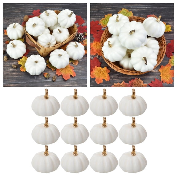 CY5O5ee Artificial Pumpkins Bulk 12Pcs Vintage White Pumpkin for Fall Thanksgiving Halloween Seasonal Holiday Decor Decoration Party Holiday Supplies