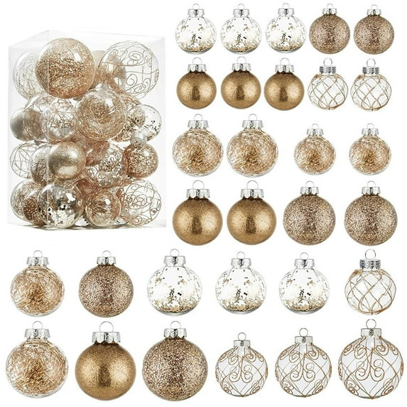 CY5O5ee Christmas Ball Ornaments 30PCS Large Shatterproof Christmas Tree Ornaments Vintage Farmhouse Rustic Xmas Party Home Decor Hanging Ornament