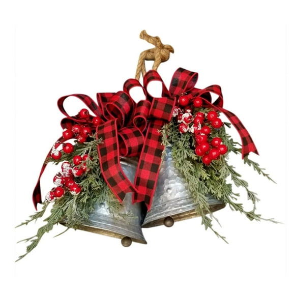 CY5O5ee Christmas Bell Hanging Ornaments Rustic Metal Bell Decoration Xmas Hanging Decorative Wall Door Hanger Or Wreath Indoor and Outdoor Decor