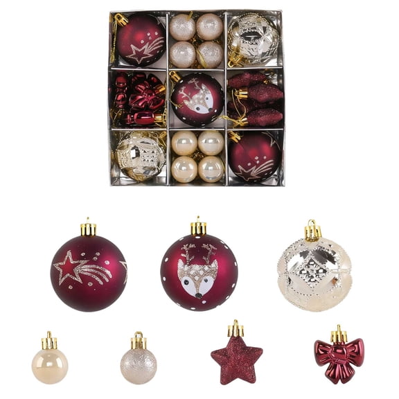 CY5O5ee Christmas Ornaments Set Shatterproof Fall Christmas Tree Decorations Ball Hanging Ornaments for Xmas Trees Decor Festival Decorative Gift Box Set