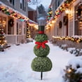 thumbnail image 1 of CY5O5ee Christmas Snowman Topiary Trees 25.6'' Boxwood Topiaries with Red Bow Tie Santa Hat 3D Yard Signs with Stakes for Christmas Indoor Outdoor Home Garden Porch Decor, 1 of 3