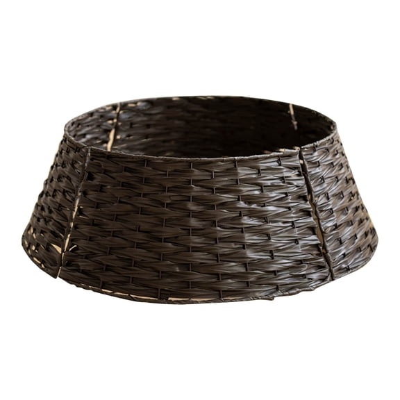 CY5O5ee Christmas Tree Skirt Ring Rustic Xmas Tree Basket Rattan Wicker Farmhouse Tree Stand Base Cover Holiday Home Party Ornaments 8''H × 25.6"W / 6.7''H × 23.6"W