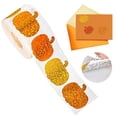 thumbnail image 1 of CY5O5ee Falll Pumpkin Sticker Halloween Fall Thanksgiving Pumpkin Stickers 500Pcs in 1 Roll Sparkly Glitter Pumpkin Paper Decal Gift Party Envelope Decor, 1 of 8