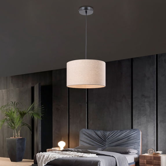 CY5O5ee Hanging Lamps Fabric Shade Pendant Light with Plug In Cord Farmhouse Vintage Hanging Lamps for Dining Room Bedroom Living Room Decor
