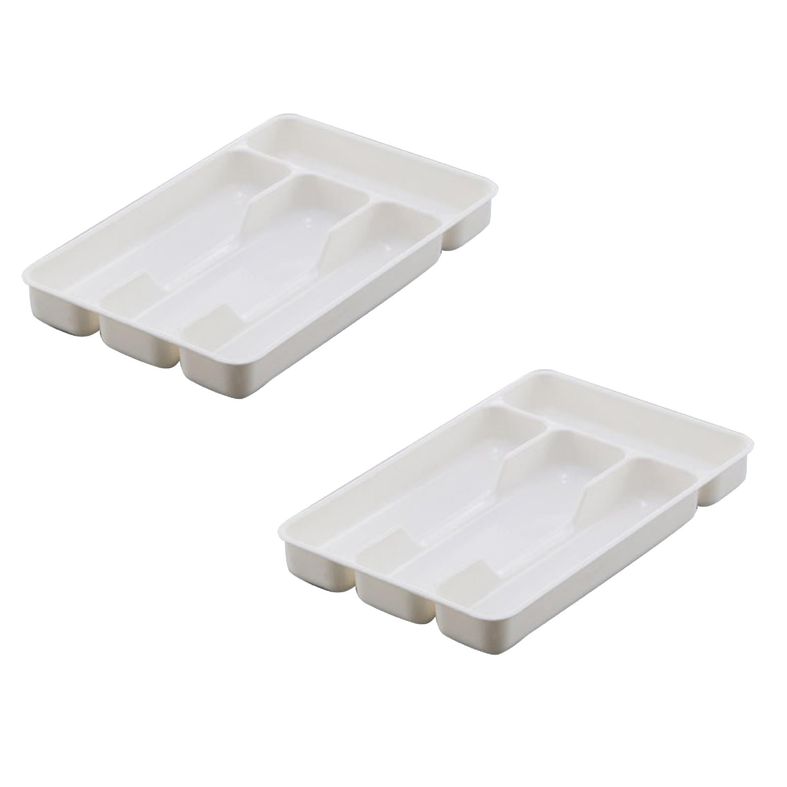 CY5O5ee Small Cutlery Tray Kitchen Spoon forks Cutlery Separation Finishing Rack 4 Compartments Utensil Storage Box Drawer Organizer 6.9*10.6inch