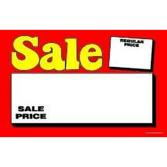 CYA500 "Sale Price Regular Price" Retail Price Cards Signs - Red and Yellow Pack of 100 Cards - Business Store Signage (7" x 11")