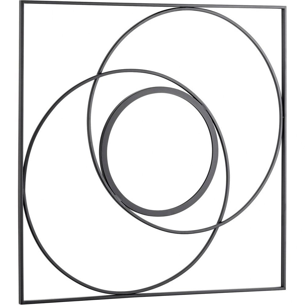 Contemporary Black Iron Geometric Wall Mirror 35.25"