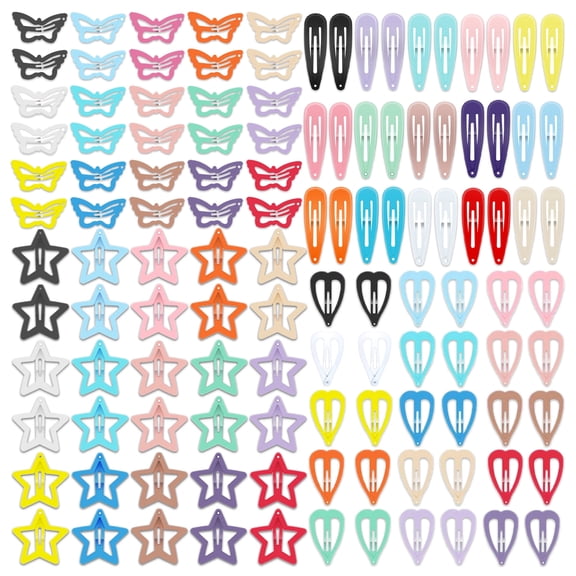 CYBAUG 120Pcs Hair Clips for Girls,Non Slip Metal Snap Hair Clips for Kids Star & Butterfly hair accessories (4 Styles and 15 Assorted Colors)