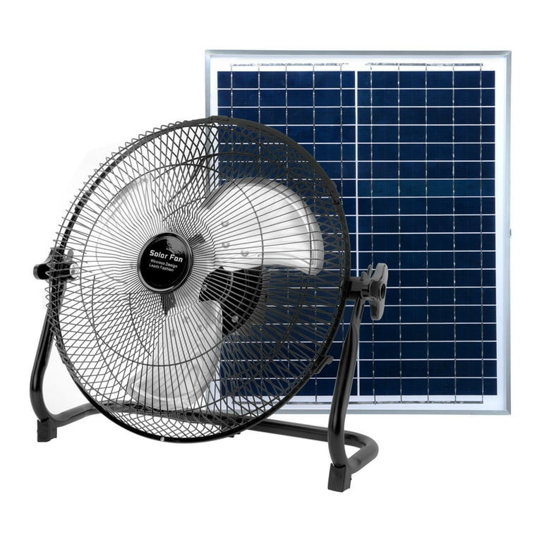 CYBERDAX 14-inch Rechargeable Wireless Table Fan, Solar/USB 