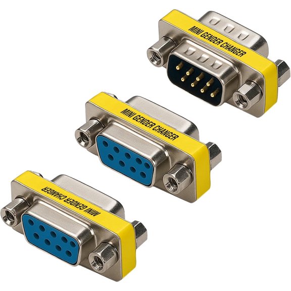 CYBERGUYS DB9 Gender Changer 3-Pack Serial Adapter Set Includes DB9 Female to Female, Male to Male, and Male-to-Female Slimline RS232 Connector Adapter for PC, Modem, POS, Router, Switch, Printer