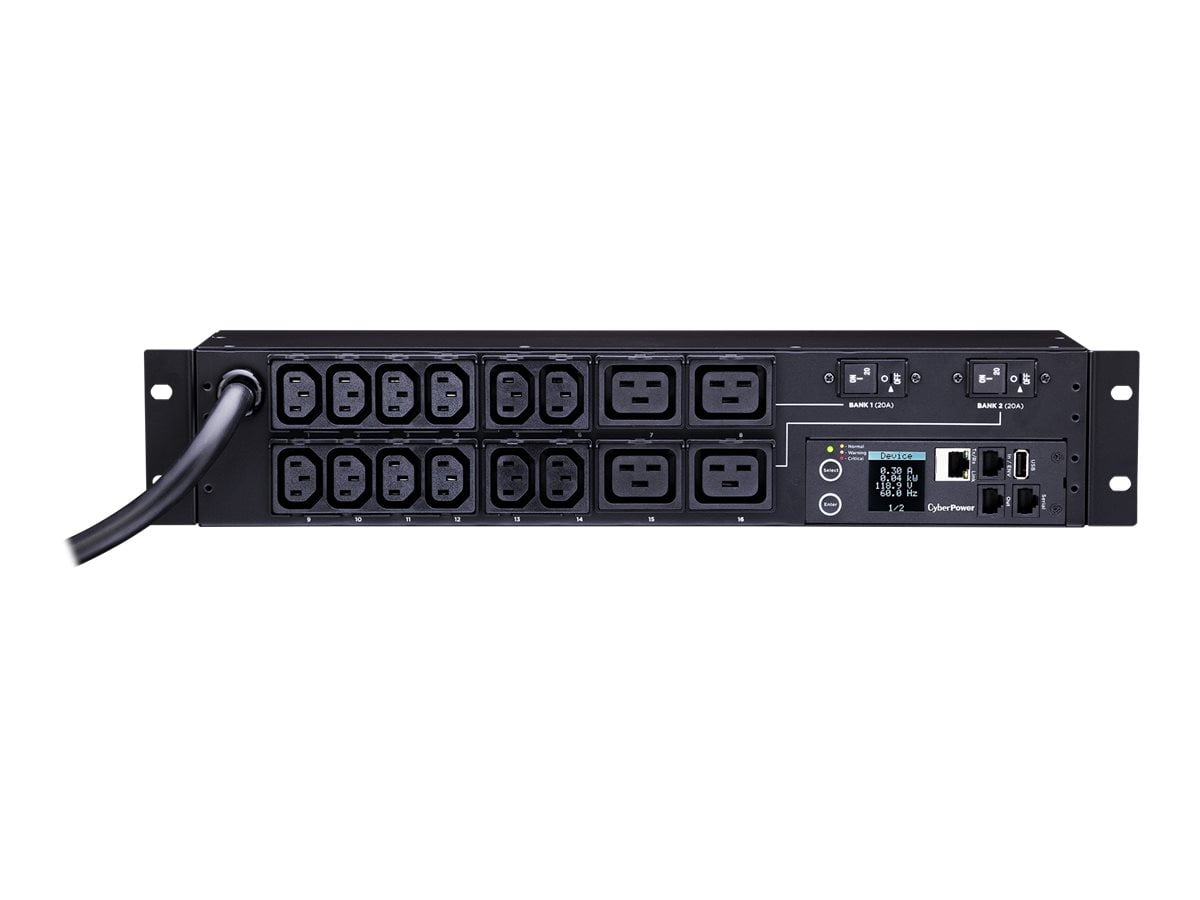 CyberPower PDU31008 16-Outlet PDU, 2U Rackmount, 12-Foot Cord PDU31008