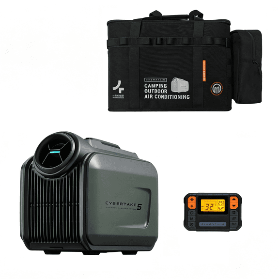 CYBERTAKE S1 PRO Portable Air Conditioner (3300 BTU/960W) "3-in-1" Cooling Unit for Outdoor Camping Tents & RVs; Dark Green, Includes Remote Control and Carry Bag.