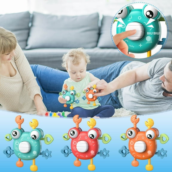 CYBIBO Baby Rattle, Baby Toys Clearance! Infant Finger Push Taste Rotating Crab Rattle Bath Play Water Grasp Exercise Early Education Toys