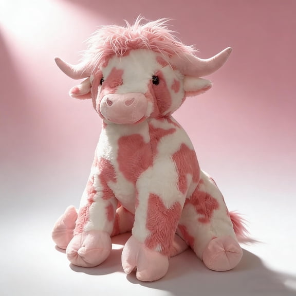 CYBIBO Highland Cow Stuffed Animals, 20 Inch Pink Highland Cow Plush – Cozy Hypoallergenic Stuffed Animal, Perfect White Elephant Gift for Valentine's Day/Birthday, Sweet Companion for Her/Him