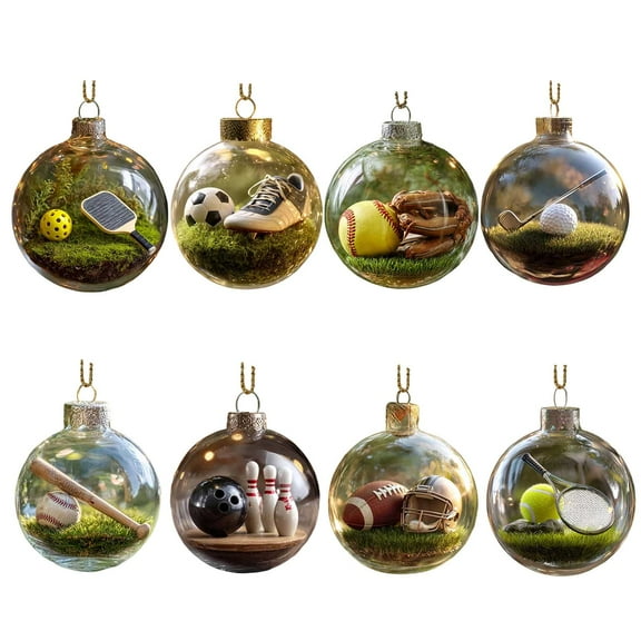 CYBIBO Lifelike Ball Sports Crystal Glass Ornament, 3D Christmas Glass Ornaments Collection for Xmas Tree, Holiday Decorations Christmas Indoor, Handmade Gifts for Gym Lovers, Baseball A