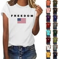 thumbnail image 1 of CYBIBO T-Shirt for Women, Casual and Breathable Cotton Ladies' Freedom Short T-Shirt, Navy, XL, 1 of 6