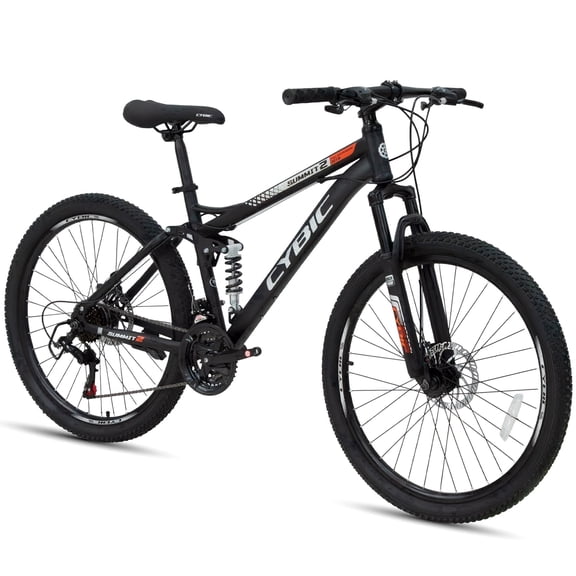 Cybic 26 inch Full Suspension Mountain Bike for Adult, 21 Shimano Speed Bicycle with Disc Brakes, Durable All Terrain Bike for Men & Women, Black