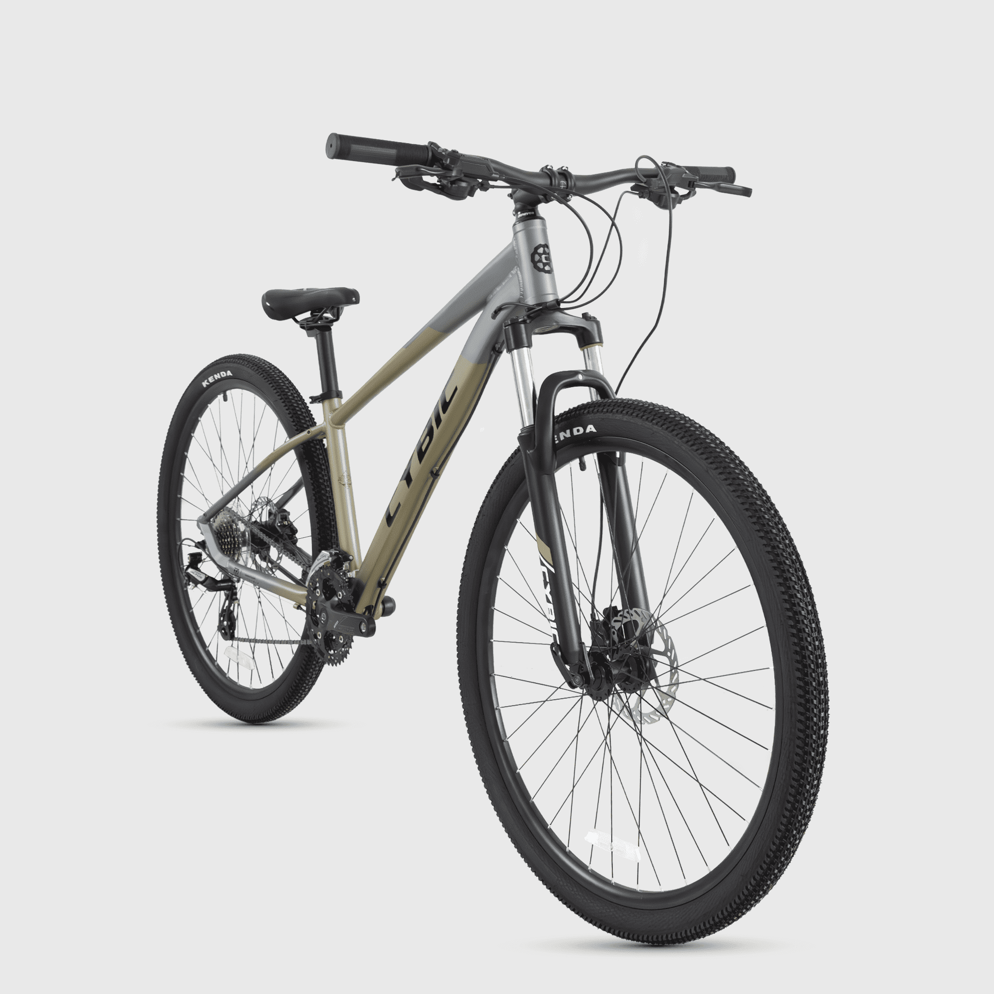 CYBIC 27.5" Mountain Bikes with Aluminum Alloy Frame Shimano 27 Speeds Bicycle,Disc Brake and Front Suspension Bikes,Grey Green